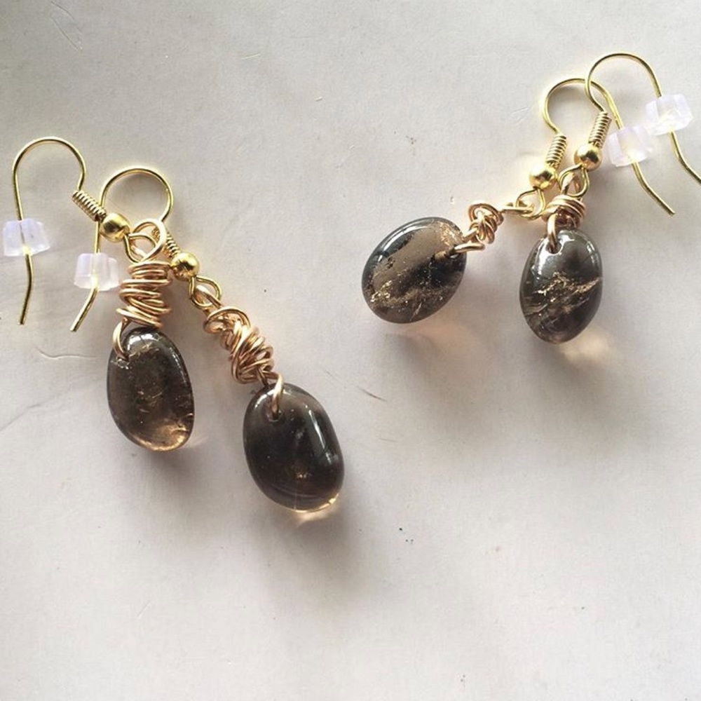 Smoky quartz - Cute handmade wire wrapped earrings